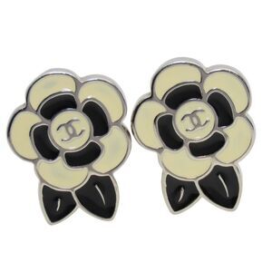 CHANEL Black Logo Earrings